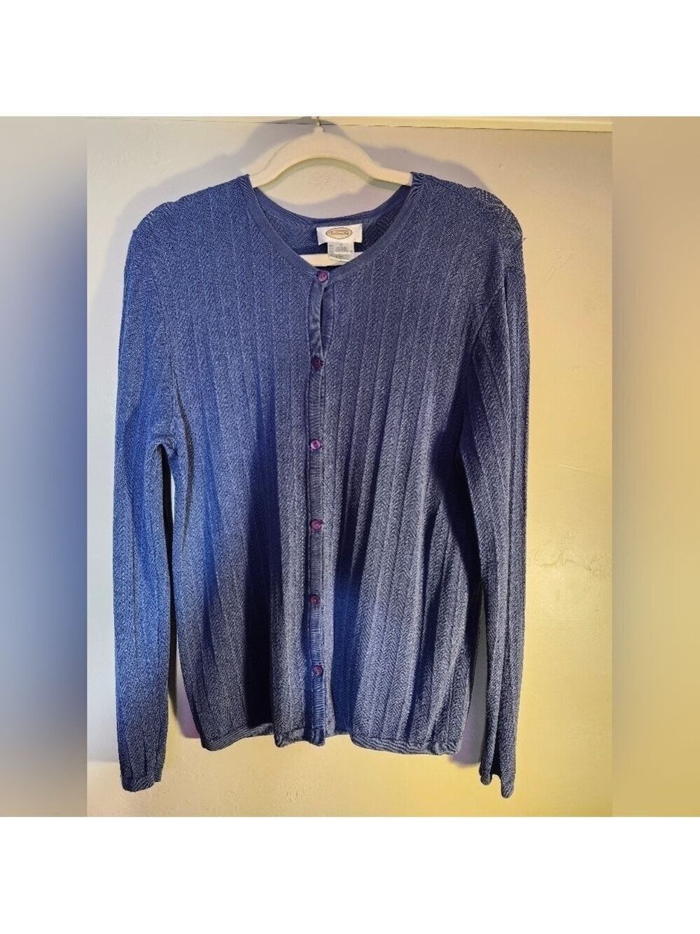 Talbots 80% silk blue button down sz M